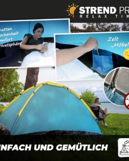 STREND PRO Mini Pop Up Zelt 190x120x90 cm – Kleine Strandmuschel, Wurfzelt UV-Schutz, für Kinder, Garten, Park & Strand