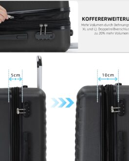 BEIBYE Trolley Suitcase, Travel Suitcase Set, Luggage Set, Suitcase Set, 4 Twin Wheels, Hard Case, black