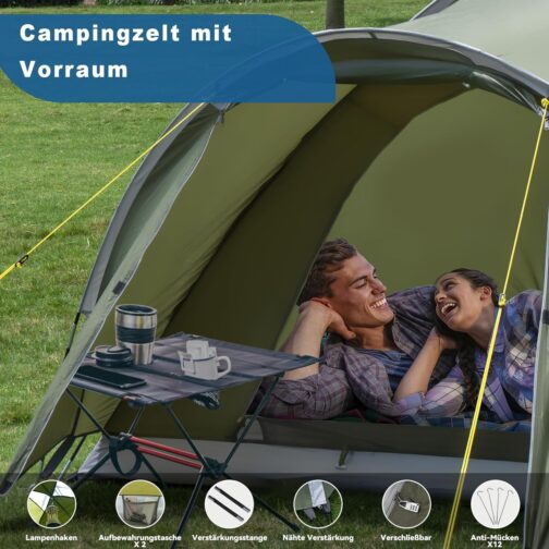 Camping Tent with Porch, Tents Camping Tent for 2-4 Person, PU5000 Waterproof Tent for Camping, Travel, Trekking, Garden, Dome Tent, Ultralight Backpacking 2025 Upgrade – Bild 5