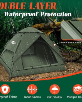 Pop-Up Tent 2-3 Person Camping Tent Automatic Instant Tent Pop Up Dome Tent 3 Seasons Double Layer Waterproof & Windproof Tents Easy Setup for Trekking, Families, Backpacking