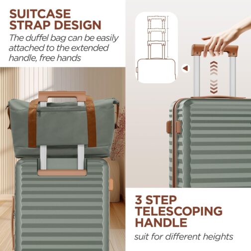 SHOWKOO Hard-Shell Expandable Travel Suitcase with Wheels, 100% PC (Polycarbonate) Lightweight, Durable Carry-On Luggage Trolley with TSA Lock, light green – Bild 6