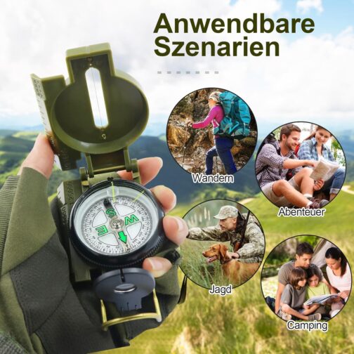 kodivenj Compass Outdoor Compass, Aluminium Alloy Material Compass, Suitable for Hunting, Hiking and Outdoor Activities, Shock and Waterproof, Precise Positioning – Bild 2