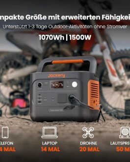 Jackery Explorer 1000 v2 Portable Power Station, 1070Wh LiFePO4 Solar Generator, 1500W AC/100W USB-C Output, 1 Hour Quick Charge, LFP Power Station for Outdoor Camping, Motorhome, Emergency