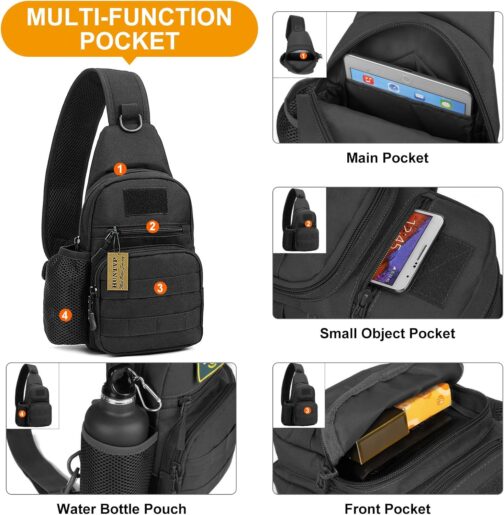HUNTVP Chest Bag Men's Military Sling Bag Men's Tactical Crossbody Bag Shoulder Bag Molle Shoulder Bag Mini Single Strap Backpack for Travel Hiking Camping – Bild 4