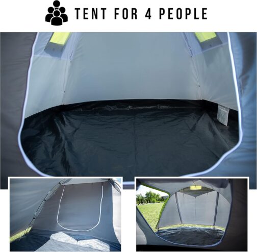 Campela Touristenzelt, Familienzelt, Tropical, für 3-4 Personen, wasserdicht 3000m, geklebte Nähte, CA0013 – Bild 5