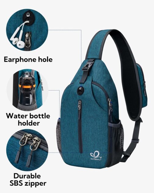 WATERFLY Sling Rucksack, Sling Bag, Shoulder Backpack, Shoulder Bag, Adjustable Strap, Hiking, Chest Backpack for Men and Women – Bild 4