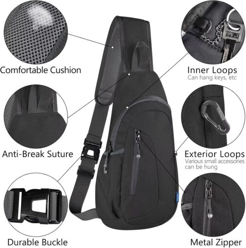 TITECOUGO Lightweight Chest Bag Small Shoulder Bag Lightweight Crossbody Backpack for Men Women and Children Shoulder Bag for Sports and Outdoor Use – Bild 5
