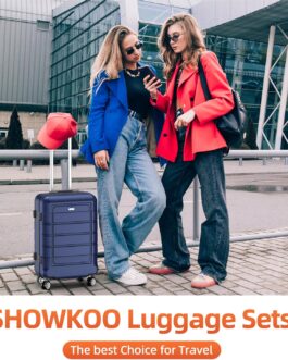 SHOWKOO Suitcase Set Hard Case Set Lightweight ABS and PC Expandable Relse Case Set, Durable Trolley, Hand Luggage Suitcase with TSA-Lock and 4 Wheels, blue