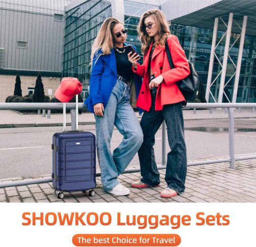 SHOWKOO Suitcase Set Hard Case Set Lightweight ABS and PC Expandable Relse Case Set, Durable Trolley, Hand Luggage Suitcase with TSA-Lock and 4 Wheels, blue – Bild 2