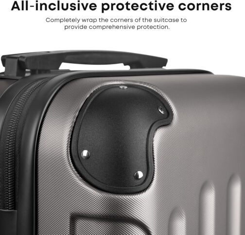 yonsly® Suitcase, Trolley, Travel Suitcase, Trolley Suitcase, Hand Luggage with 4 Wheels, 360°, ABS Hard Shell, Safety Lock, Soft Rubber Handle, 210D Lining, gray, S, YONSLY -B – Bild 7