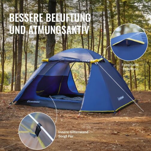 EchoSmile 1/2/3 Person Camping Tent 3-4 Season Waterproof 5000 mm Tent Dome Tent with Awning Lightweight Hiking Tent Outdoor iglu Tent Festival Tent – Bild 6