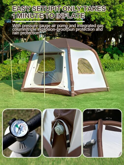 DanCoom Inflatable Tent 2/4/6/8 Person Tents for Camping, Big Air House Tent Contains Rainfly, Easy Setup Large Inflate Tents for Outdoor Camping, Glamping Tents Large Apse – Bild 2