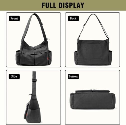 Captain Blues Canvas Messenger Bag Shoulder Bag Crossbody Shoulder Tote Hobo Bag for Women and Men - Large Bag with Multiple Compartments – Bild 5
