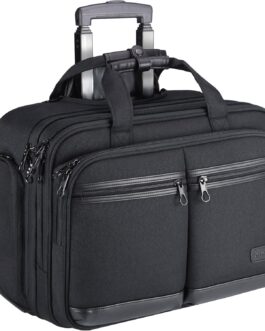 KROSER Trolley Business, Hand Luggage Suitcase with Wheels, Up to 17.3 Inch Laptop, Waterproof Overnight Rolling Bag with RFID Pockets for Travel, School, Men, Women, Black, Multi-Way, black