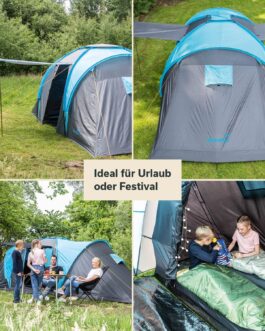 Skandika Dome Tent Hammerfest 4/4+ | Camping Tent 4 People with/without Sewn-in Tent Floor, with/without Sleeper Technology, 2 Cabins, 2 m Standing Height, Waterproof, 3000 mm Hydrostatic Head |
