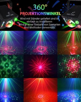 Disco Light Party Light, Fwiull 7 Lenses Disco Light with Remote Control, Disco Ball with Strobe, Voice Controlled Disco Light, Party Light with 2 m USB Cable for Festival, Halloween, Christmas,