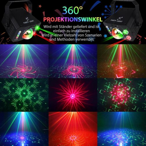 Disco Light Party Light, Fwiull 7 Lenses Disco Light with Remote Control, Disco Ball with Strobe, Voice Controlled Disco Light, Party Light with 2 m USB Cable for Festival, Halloween, Christmas, – Bild 2