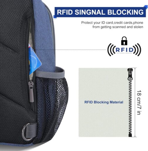 Chest Sling Bag Backpack Shoulder Bags for Men and Women, Adjustable Anti-Theft Shoulder Bag for Hiking, Cycling, Travel or Multipurpose Day Packs, Blue, Designer, blue, Designer – Bild 2
