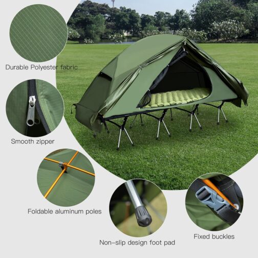 Night Cat Children's Bed Tent with Camping Bed for 1 Man Foldable Waterproof Lightweight Tent Off the Ground Easy Assembly and Portable for Hiking Travel – Bild 6