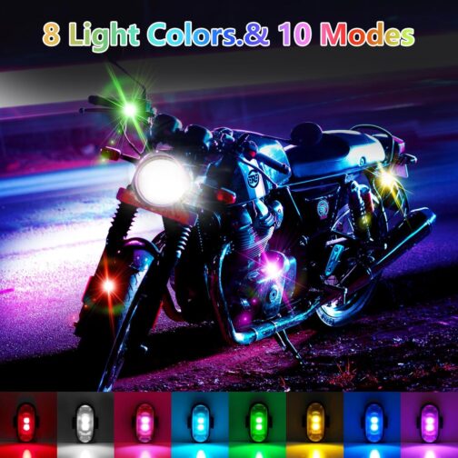 YESLUSY Pack of 6 Wireless LED Lights Cars, Waterproof Car Anti-Collision Lights with Remote Control, 8 Colours USB Charging Flash Light for Motorcycle, RC Car, Bicycle, Drone, Truck – Bild 2