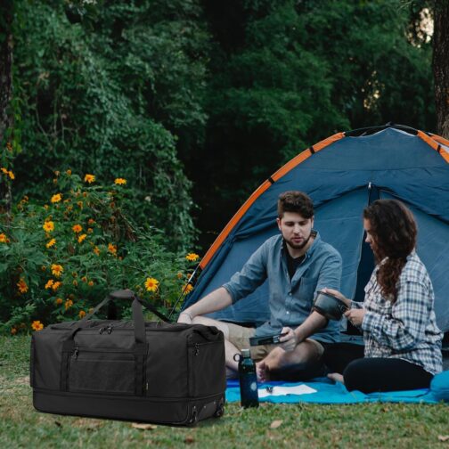 Laripwit Foldable Travel Bag with Wheels Large XXL 130-170L Expandable Weekend Hand Luggage Men Women Roll Bag, black, Travel, camping, sports and fitness, plane checked, storage – Bild 2