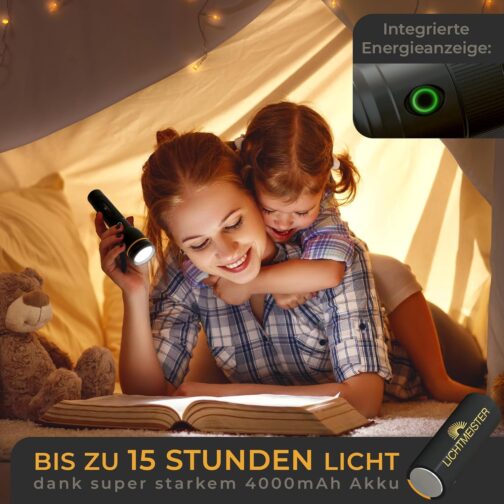 LICHTMEISTER® Torch (1000 lumens, 4000 mAh battery) - LED rechargeable and extremely bright torch – Bild 3