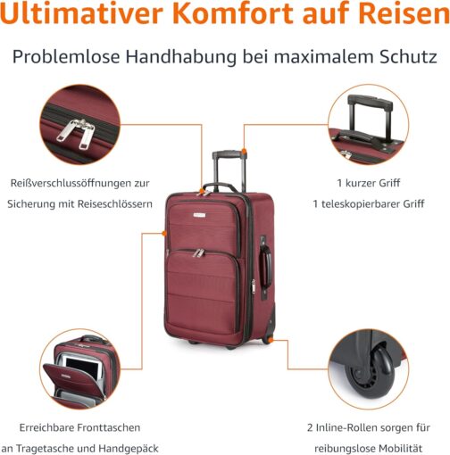 Amazon Basics Softside Carry-on Entry Luggage Set, red, Softside entry carry-on set – Bild 3
