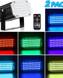 Pack of 2 Strobe Disco Light, Sound Activated and Flash Speed Control Party Light with 48 LEDs, Strobe Disco Light for Dance Parties, Birthdays, DJs, Bars, Karaoke, Christmas, Weddings, Clubs