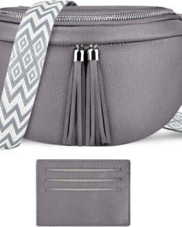 LUROON Mini Shoulder Bag Women’s Elegant Bum Bag Stylish Chest Bag Crossbody Bag Women’s Wide Strap PU Leather Crossbody Shoulder Bag 26 x 15 x 9 cm