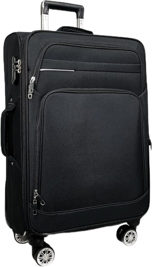 MY TRAVEL BAG Suitcase, Hand Luggage, Fabric Rolling Suitcase, Travel Suitcase, Trolley, Expandable with Twin Wheels (M/L/XL/XXL or Set of 4) Soft Luggage, black, Hand luggage (55 cm), Fabric case