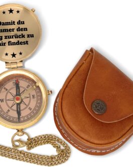 SonKo® Antique Look Sundial Compass – Nautical Functional Maritime Decoration Made of Brass with Case and Instructions for Use Confirmation Gift Communion