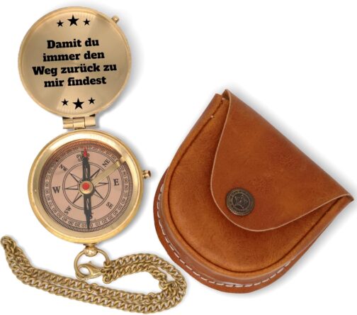 SonKo® Antique Look Sundial Compass - Nautical Functional Maritime Decoration Made of Brass with Case and Instructions for Use Confirmation Gift Communion