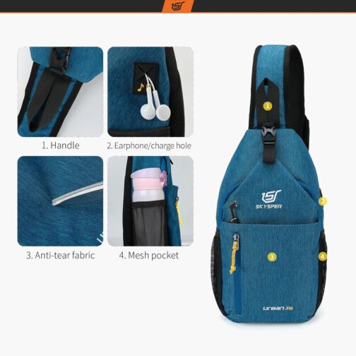SKYSPER Shoulder Bag Chest Bag Lightweight Sling Bag Small Waterproof Crossbody Shoulder Bag for Hiking Outdoor Sports Travel – Bild 4