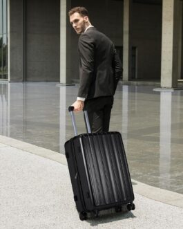 SHOWKOO Suitcase Set Hard Shell Expandable Lightweight 100% Polycarbonate Durable Travel Suitcase Trolley Hand Luggage Sets with TSA Lock and 4 Wheels, black