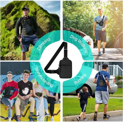Hatriel Sling Chest Crossbody Bag, Waterproof Shoulder Bag, Chest Bag, Men and Women, Waterproof Lightweight Chest Bag, Sling Shoulder Backpack, for Travel, Hiking, Cycling, Running (Black) – Bild 7