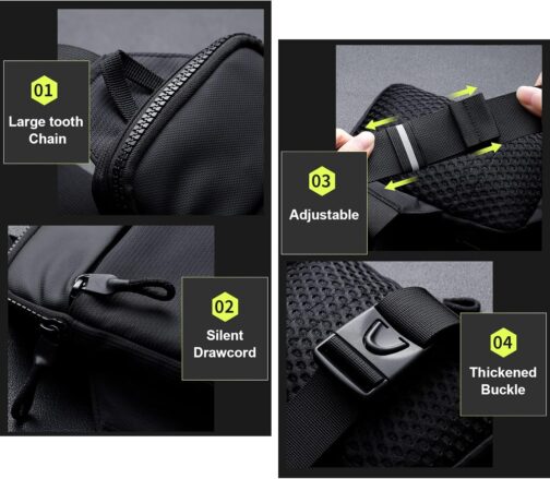 Casecret Shoulder Bag Men's Chest Bag Shoulder Bag Women's Crossbody Bag Sling Bag Chest Small Mobile Phone Case for Hanging Bag Waterproof Outdoor Travel for iPhone 15 Samsung up to 7.5 Inches, – Bild 5
