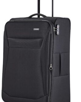 Travelite Chios Trolley Series 4-Wheel Suitcase Set Soft Shell Sizes L/M/S, black, Soft luggage trolley with 4 wheels