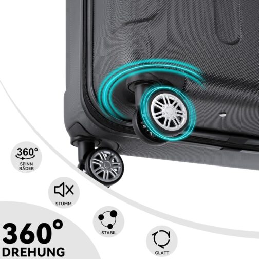 BEIBYE Hard Shell Suitcase, Trolley Suitcase, Travel Suitcase, Security Combination Lock, Twin Wheels, ABS Material, Hand Luggage, 4 Wheels (M / L / XL Set), black – Bild 8
