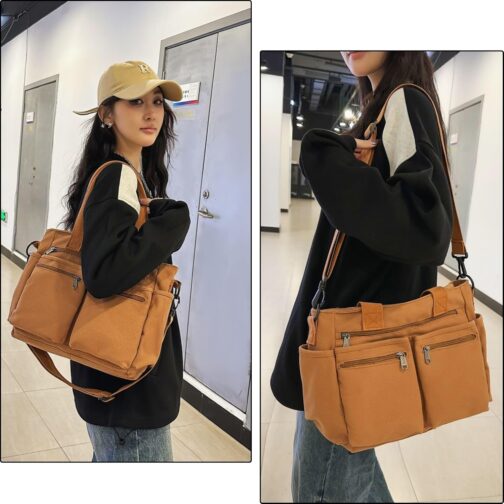 Makukke Cord Women's Shoulder Bag Tote Bag Large Multiple Bag Shopper Bag Handbag Shoulder Bags for Work Office Travel Shopping School – Bild 2