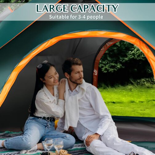 Pop Up Tent 3 People, Camping Tent 4 Person Portal, Portal, Outdoor, Waterproof, Seasons, Waterproof & Windproof Camping Tent with Removable Outer Tarpaulin Camping – Bild 5