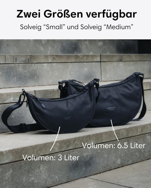 LARKSON Crossbody Bag for Men and Women - Solveig Medium - Shoulder Bag in Half Moon Style - Semi-Circular Shoulder Bag - Moon Bag Design - Water-Repellent, sand, Unit size, Minimal – Bild 8