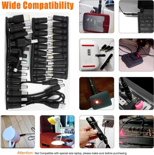 39 Pieces Universal DC Power Supply Adapter, KUOQIY 5.5 x 2.1 mm DC Barrel Plug Adapter with 2 Pieces Cable, for Fans, Routers, Desk Lamps, Computers – Bild 6
