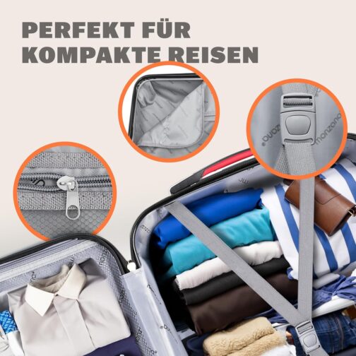 Monzana® 3-Piece Suitcase Set Baseline Hard Shell Suitcase M-L-XL Gel Handles 4 Wheels Edge Protection Lock Feet ABS Trolley Trolley Travel Suitcase Set, blue, Suitcase – Bild 7