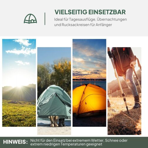 Outsunny Dome Tent for 2 People Lightweight, Stable Waterproof Family Tent with Door and Window Packing Bag, Hook, Camping Tent with 2000 mm Hydrostatic Head Tent for Camping, Travel, Trekking, Garden – Bild 6
