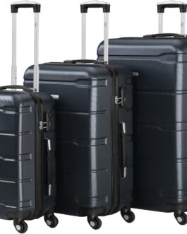 Zelsius Suitcase Set | ABS Hard Case with Combination Lock, 4 Wheels and Inner Divider | Hand Luggage Suitcase, Hard Case Set 4 Pieces, Trolley, Large Suitcase, Luggage Set, charcoal, 3-piece set