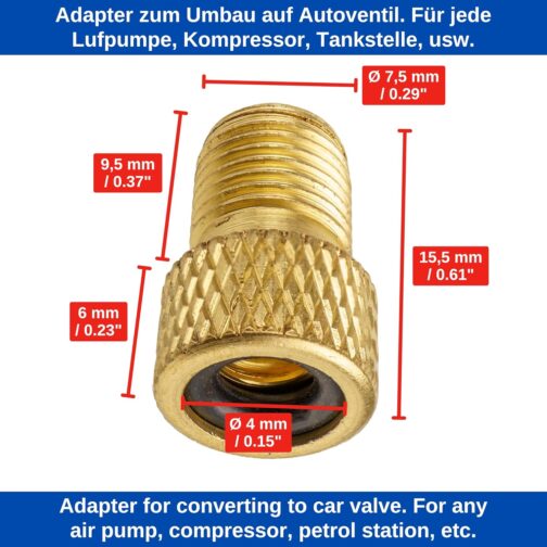 Bicycle Valve Adapters, 3 Pack, DV and SV to AV Valve, Dunlop and French Valve to Car Valve, with Extra Sealing Ring, Bicycle Valve Cap Adapters, Tyre Valve Adapter, Metal – Bild 4