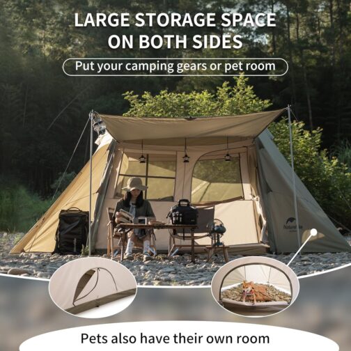 Naturehike Village 5.0㎡ Family Tent Pop Up Tent Home Tent Camping Tent Camping Tent for 2-4 People Large Tunnel Tent with 2000 mm Hydrostatic Head – Bild 5