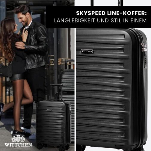 WITTCHEN Skyspeed Line ABS Hard Shell Suitcase Travel Suitcase Trolley Combination Lock Telescopic Handle 4 Wheels, black – Bild 8