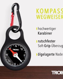 Troika WEGWEISER – COS10/BK – Keyring with compass – incl. Carabiner – PVC/acrylic/ABS/aluminium – red, black original