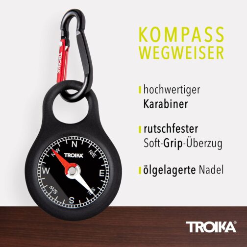 Troika WEGWEISER – COS10/BK – Keyring with compass – incl. Carabiner – PVC/acrylic/ABS/aluminium – red, black original – Bild 2